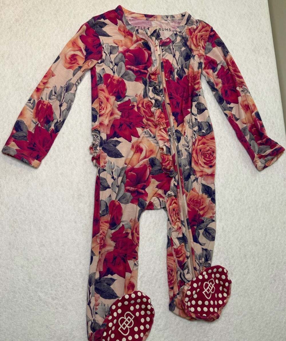 Little Bum Bums Floral Ruffle Footed Onesie